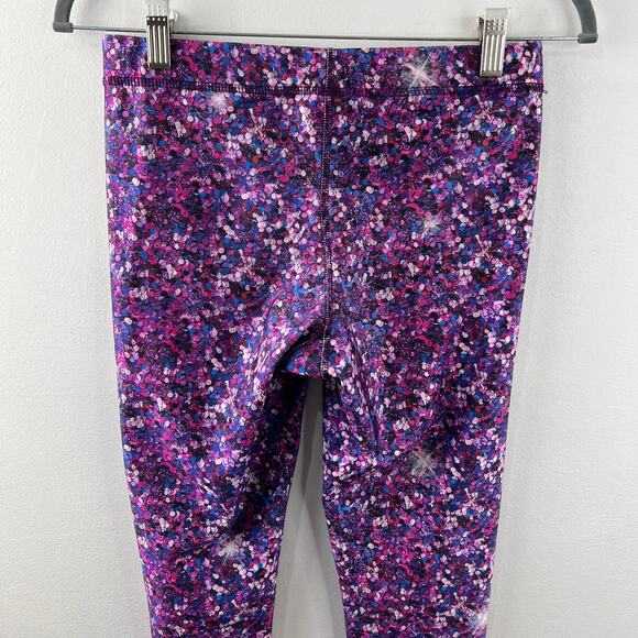 TEREZ x Peloton Purple Sequin Leggings Speckles High Waist Waistband Pull On M - Picture 7 of 10